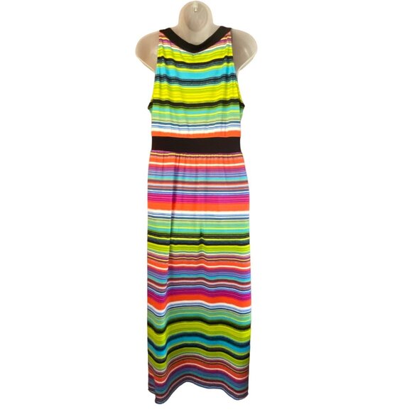 New Directions Dress Womens Petite PXL Maxi Sleeveless Multicolor Striped Boho - Picture 4 of 13